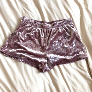 F21 Pink velvet shorts
